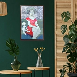 «Cindy, 1996» в интерьере в этническом стиле с зеленой стеной