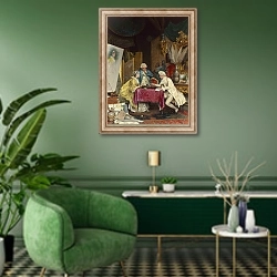 «Sala artistica» в интерьере гостиной в зеленых тонах