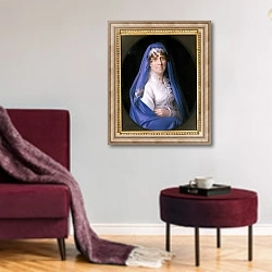 «Louise Eleonore, Herzogin von Sachsen-Meiningen, 1801-50» в интерьере гостиной в бордовых тонах