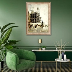 «Place de Pyramides,» в интерьере гостиной в зеленых тонах