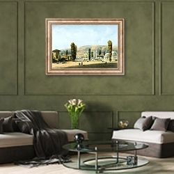 «Ханский Дворец» в интерьере гостиной в оливковых тонах