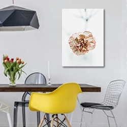 «Красно-белая гвоздика» в интерьере столовой в скандинавском стиле с яркими деталями