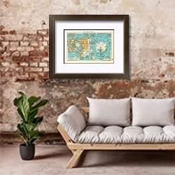 «Карта Северного Полюса 1» в интерьере гостиной в стиле лофт над диваном