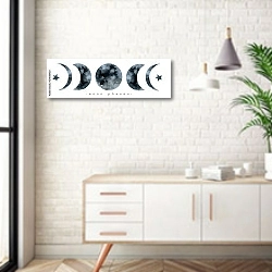 «Лунные фазы » в интерьере комнаты в скандинавском стиле над тумбой