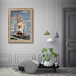 «Корабль в бурном море» в интерьере коридора в классическом стиле