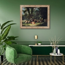 «A Shady Corner» в интерьере гостиной в зеленых тонах