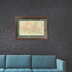«Карта Гамбурга, район Альтона, конец 19 в. 1» в интерьере в стиле лофт с черной кирпичной стеной