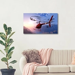 «Вертолет №1» в интерьере современной светлой гостиной над диваном