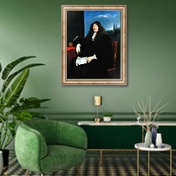 «Jacques Tubeuf President of the Chambre des Comptes» в интерьере гостиной в зеленых тонах