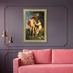 «Венера и Адонис. 1782» в интерьере гостиной с розовым диваном