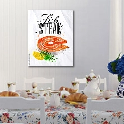 «Рыбный стейк» в интерьере кухни в стиле прованс над столом с завтраком