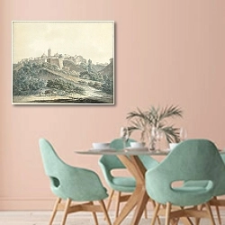«Gezicht op Siena» в интерьере современной столовой в пастельных тонах