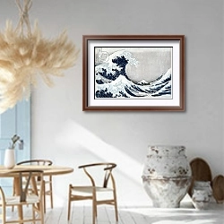 «The Great Wave of Kanagawa, from the series '36 Views of Mt. Fuji'» в интерьере столовой в этническом стиле