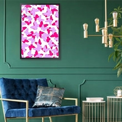 «Layered Butterflies» в интерьере в классическом стиле с зеленой стеной