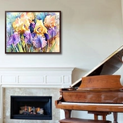 «The magic of two-color irises» в интерьере классической гостиной над камином