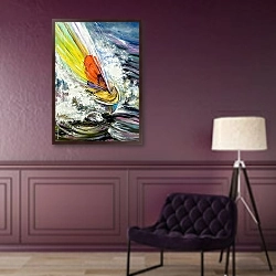«Парусная лодка несется по волнам» в интерьере в классическом стиле в фиолетовых тонах