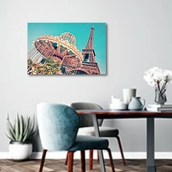 «Франция, Париж. Карусель и Эйфелева башня» в интерьере современной кухни над обеденным столом