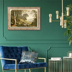«Illustration for Milton's L'Allegro» в интерьере в классическом стиле с зеленой стеной