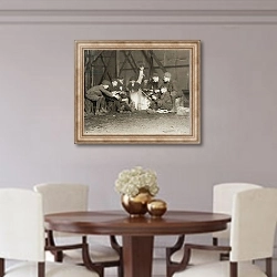 «Gang of Newsboys at 10:00 p.m., 1910» в интерьере столовой в классическом стиле