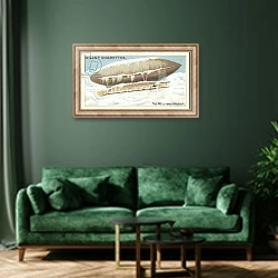 «The Wellman Airship» в интерьере зеленой гостиной над диваном