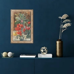 «Bloemenstudie van Papavers en Rhododendrons» в интерьере в классическом стиле в синих тонах