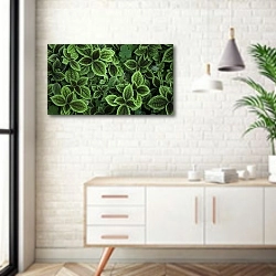 «Зеленые травы» в интерьере комнаты в скандинавском стиле над тумбой