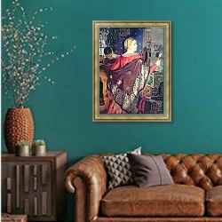 «Merchant's woman with a mirror 1» в интерьере гостиной в классическом стиле над диваном