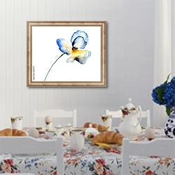 «Голубой цветок анютиных глазок» в интерьере столовой в стиле прованс над столом