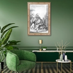 «Denis Diderot and Melchior, baron de Grimm» в интерьере гостиной в зеленых тонах