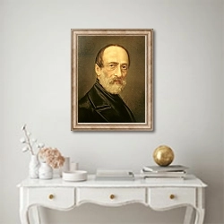 «Portrait of Giuseppe Mazzini» в интерьере в классическом стиле над столом