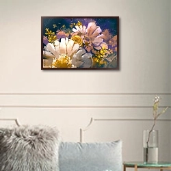 «Картина с ромашками и мимозами» в интерьере в классическом стиле в светлых тонах