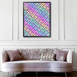 «Dotted Check, 2011 99;pattern; decorative; motif; design; colourful;» в интерьере зеленой гостиной над диваном