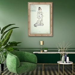 «Costume design in 'Tosca' by Giacomo Puccini» в интерьере гостиной в зеленых тонах