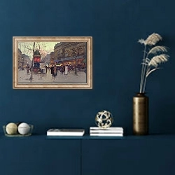 «Paris street scene 1» в интерьере в классическом стиле в синих тонах