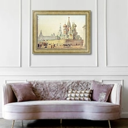 «Храм Василия Блаженного» в интерьере гостиной в классическом стиле над диваном