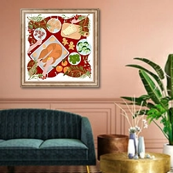 «Festive Food» в интерьере классической гостиной над диваном