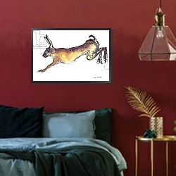 «Jumping Hare» в интерьере спальни с акцентной стеной