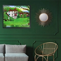 «Hastings East Hill, 2001» в интерьере классической гостиной с зеленой стеной над диваном