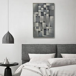«Composition in Gray.» в интерьере спальне в стиле минимализм над кроватью