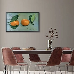 «Kumquats» в интерьере столовой с серыми стенами