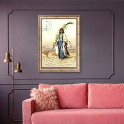 «Fadimeh, The Daughter of Aghile Agha,» в интерьере гостиной с розовым диваном