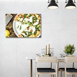 «Пицца с рукколой и сыром» в интерьере современной столовой над обеденным столом