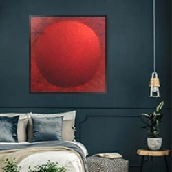 «Red Orb, 2006» в интерьере классической спальни с темными стенами