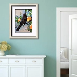 «British Birds - Blackbird» в интерьере коридора в стиле прованс в пастельных тонах