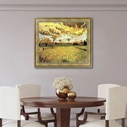 «Пейзаж под грозовым небом» в интерьере столовой в классическом стиле