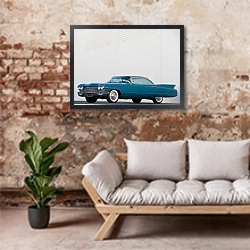 «Cadillac Sixty-Two Coupe '1960» в интерьере гостиной в стиле лофт над диваном