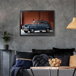 «Ford Super Deluxe Tudor Sedan '1947» в интерьере гостиной в стиле лофт в серых тонах