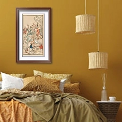 «Shūbi gakan, Pl.24» в интерьере спальни  в этническом стиле в желтых тонах