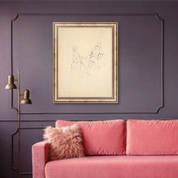 «Study for Book Illustration» в интерьере гостиной с розовым диваном