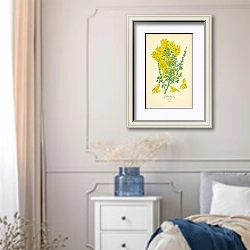 «Canary Broom (Cytisus Canariensis)» в интерьере спальни в стиле прованс с синими деталями